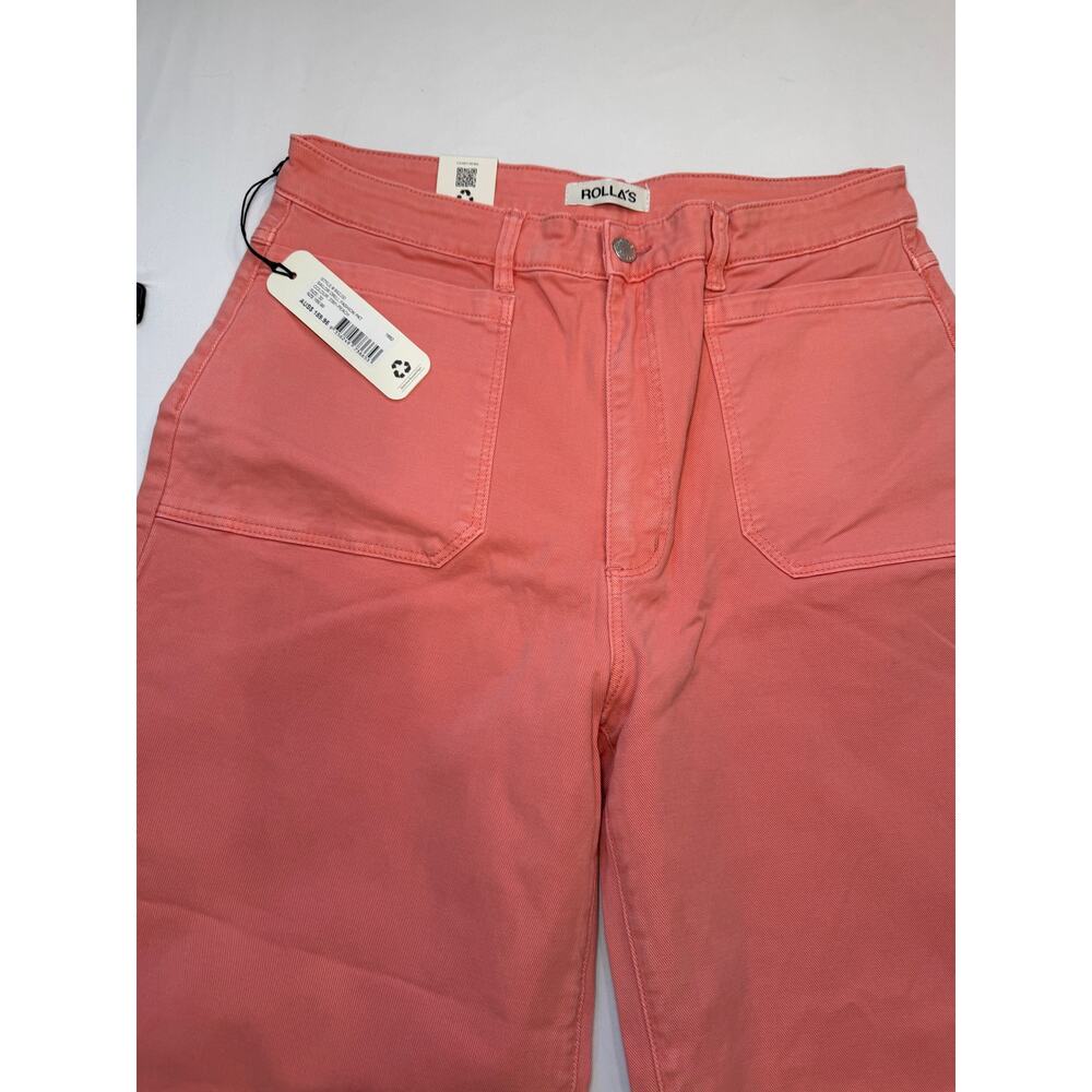 Rollas Sailor Drill High Rise Wide Leg Jeans Peach Pink Size 32 NWT - Picture 9 of 13